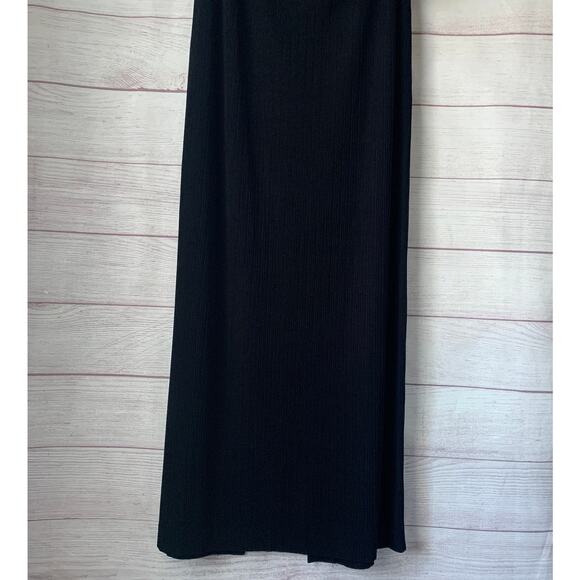 Vintage Alex Evenings Black Ribbed Maxi Dress Sleeveless Cocktail Gown Size 12 - Picture 3 of 16